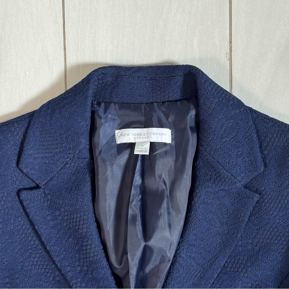 New York & Company Navy Lace Overlay Blazer Jacket Size 14 - Picture 5 of 5